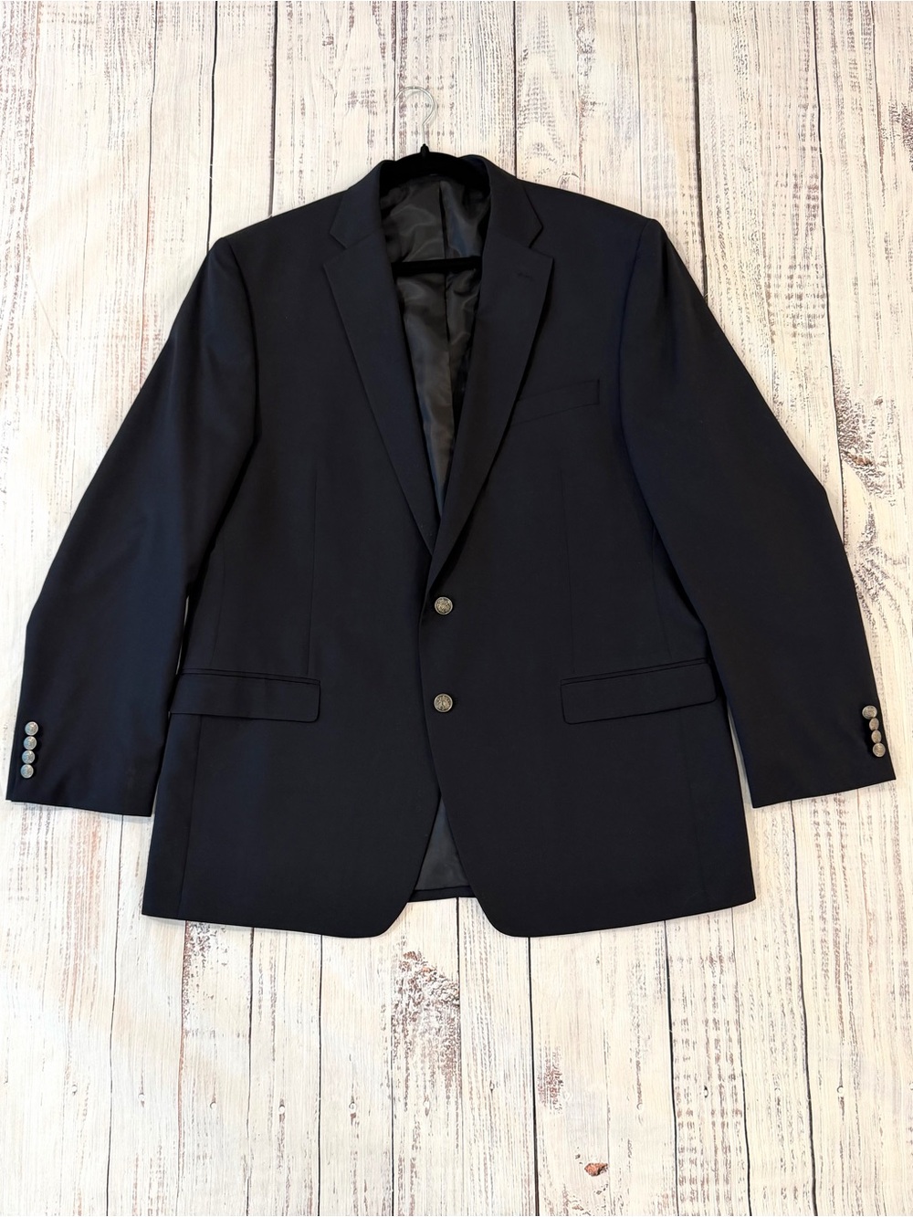 Michael Kors 46L Men Blazer Wool Poly Blend Dark Navy Blue Two Button Designer